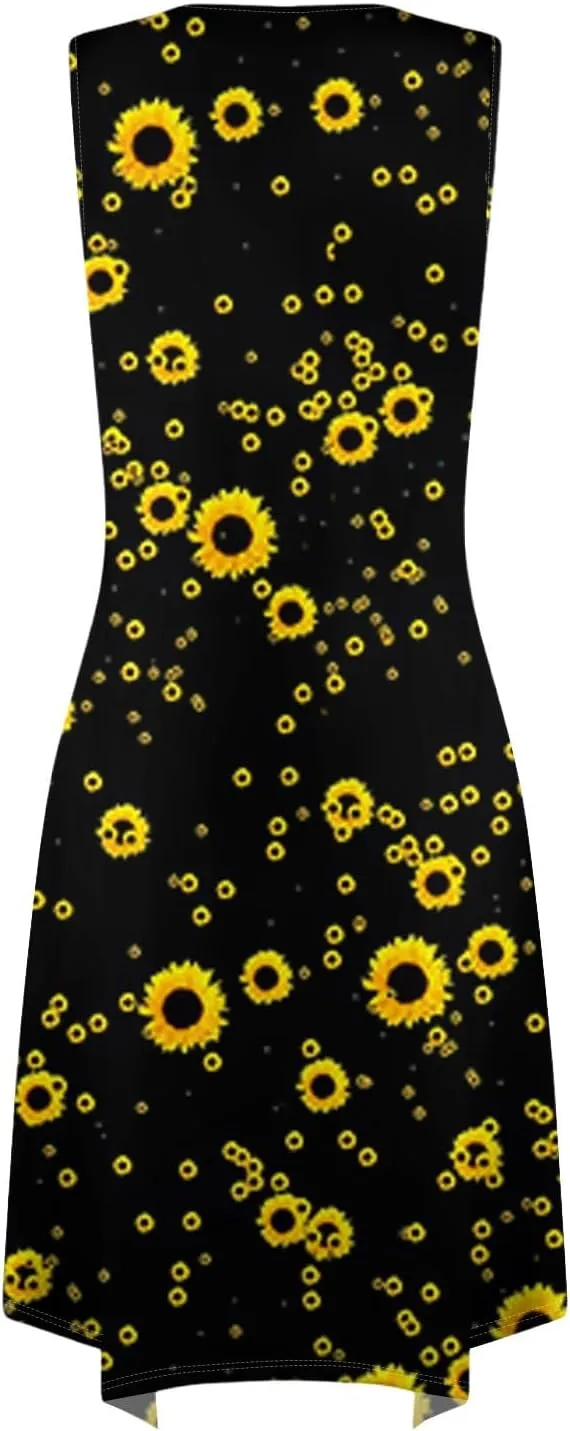 Summer Midi Dresses for Women 2025 Casual Vacation Handkerchief Tank Dress with Pockets Sundress Beach Cover ups