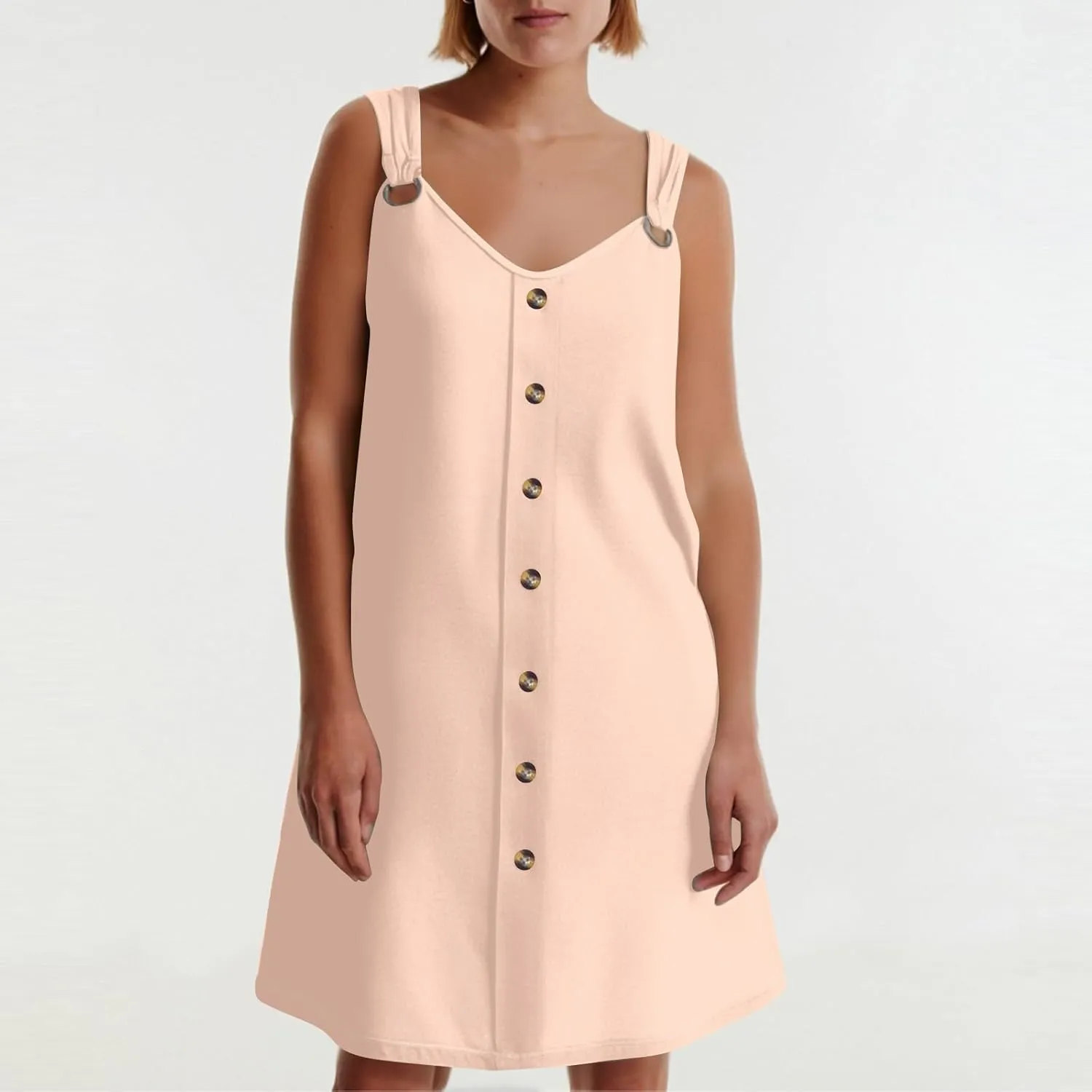 Sundresses for Women 2025 Summer Solid Button Down Sleeveless Midi Dress Loose Vacation Beach Swimsuit Coverups