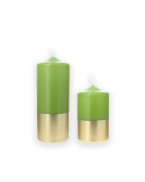 Vela Pilar - Verde Olivia y Oro