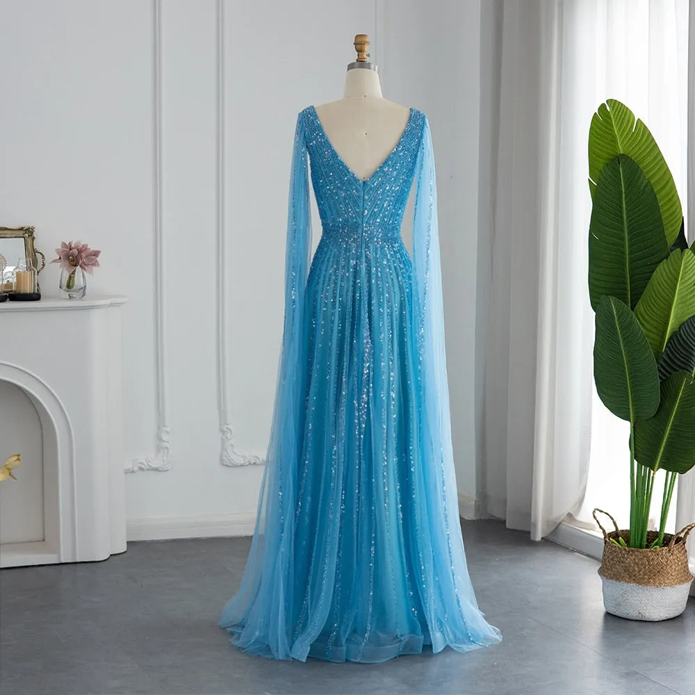 Vestido de Festa Longo Luxuoso com Maxi Manga - Modelo Especial