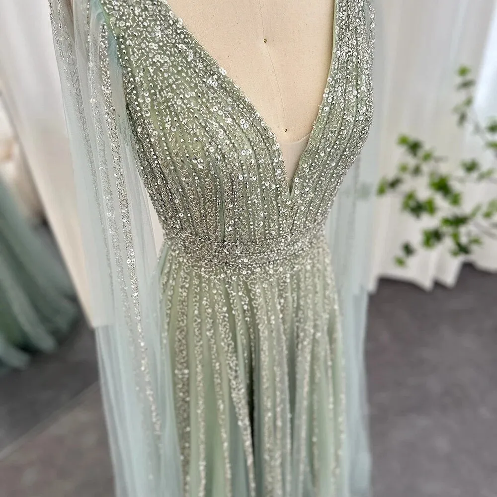 Vestido de Festa Longo Luxuoso com Maxi Manga - Modelo Especial