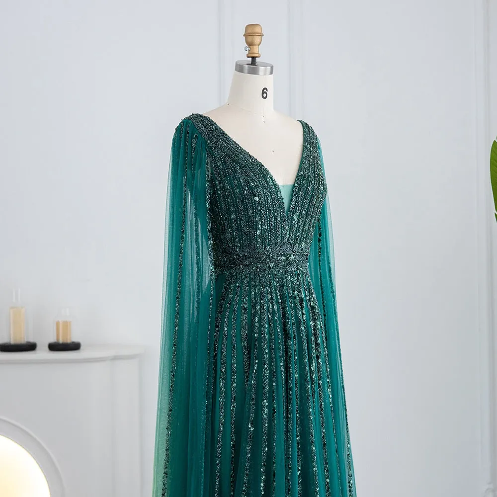 Vestido de Festa Longo Luxuoso com Maxi Manga - Modelo Especial