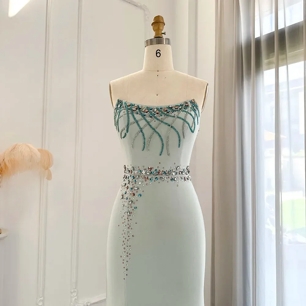 Vestido de Festa Verde Turquesa com Pedrarias - Modelo Especial