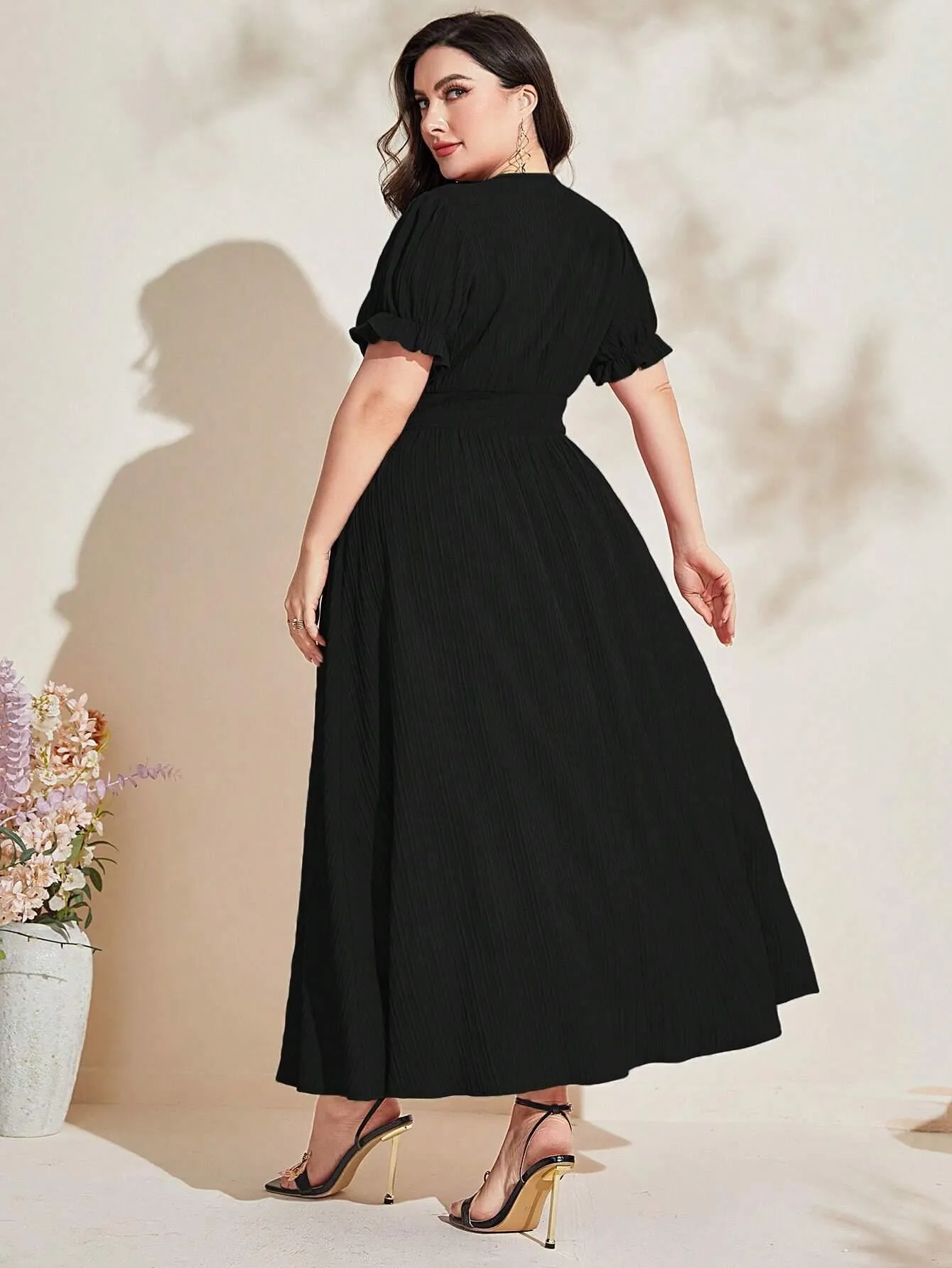 Vestido De Manga Bufante Plus Size - Zelda