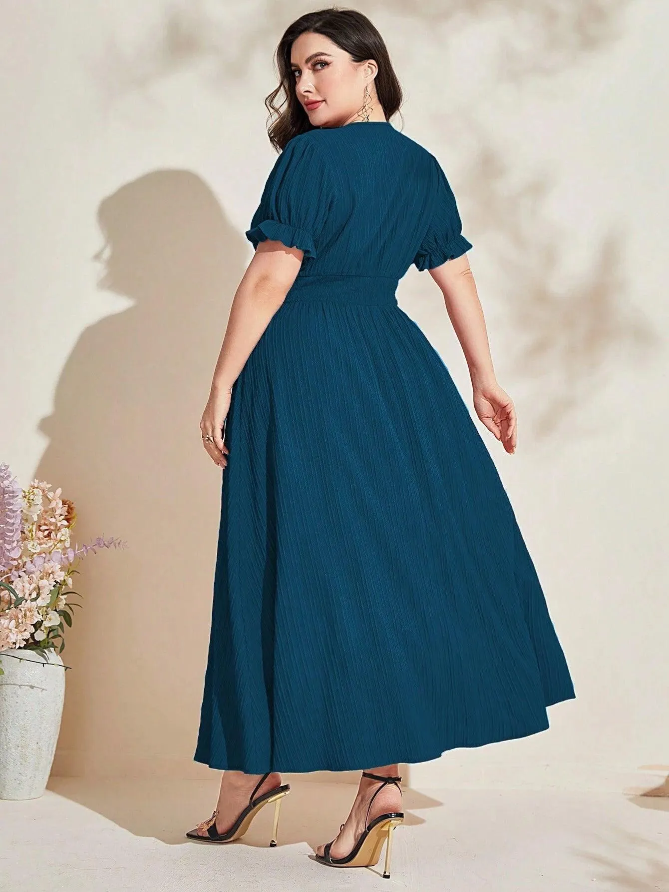 Vestido De Manga Bufante Plus Size - Zelda