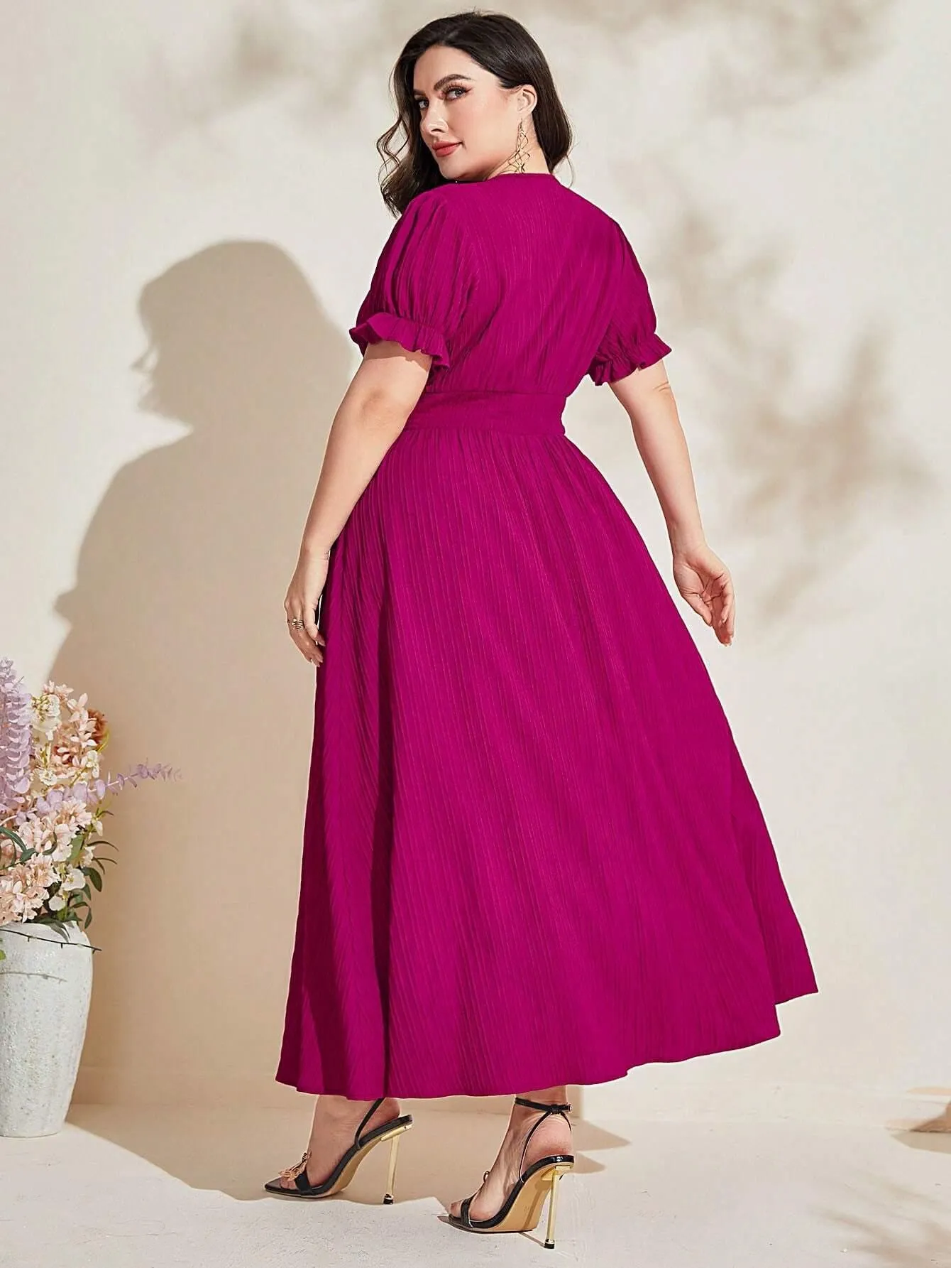 Vestido De Manga Bufante Plus Size - Zelda
