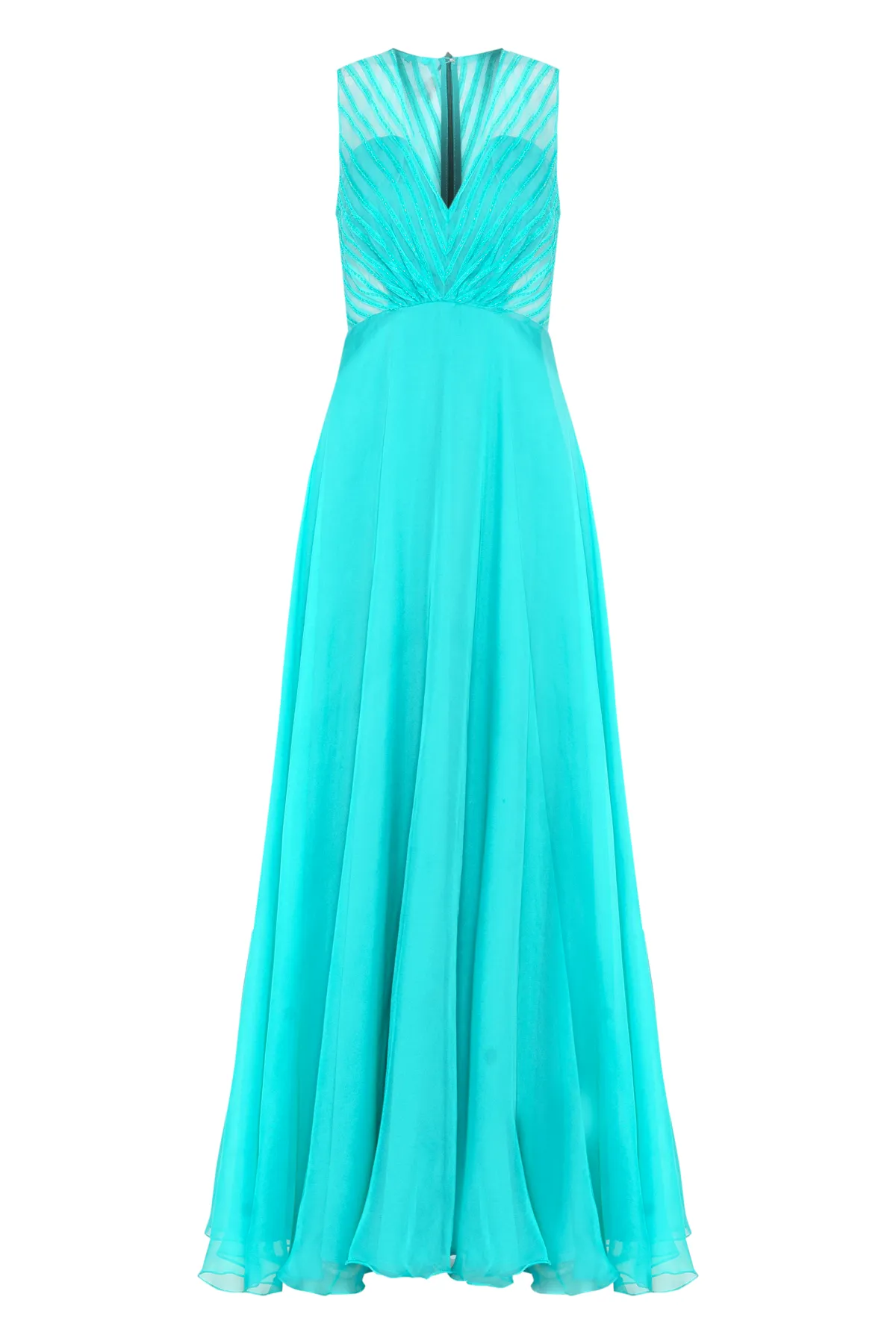 Vestido Longo Bordado Decote Em V