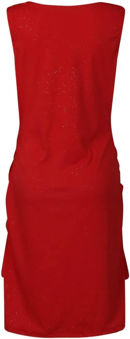 Vestidos para Mujer Fiesta Moda Cuello Redondo Vestido de Malla Vestido de Encaje de Manga Larga
