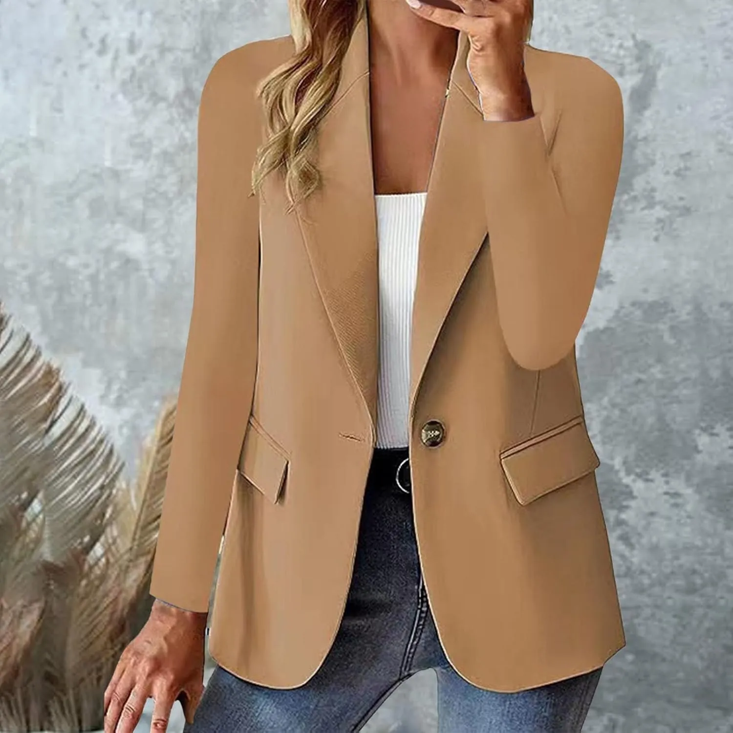 Women Business Blazer Loose Lightweigth Open Front Summer Jackets Long Sleeve Workfice Jacket Blazer Outfits