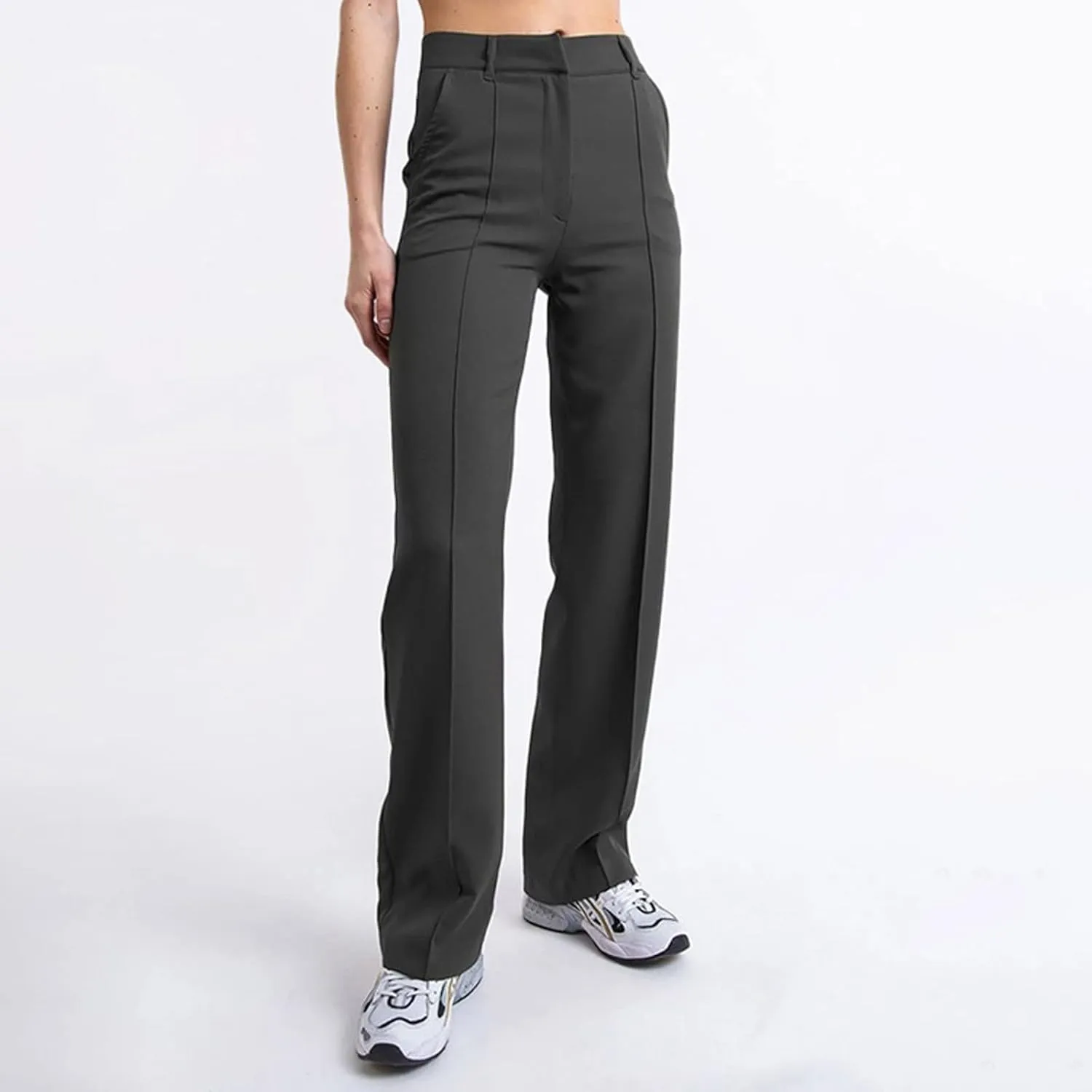 Women's Business Casual Pants Color Pants Fashion Straight-Leg Trousers Slim-Fit with Pockets Flowy Pants