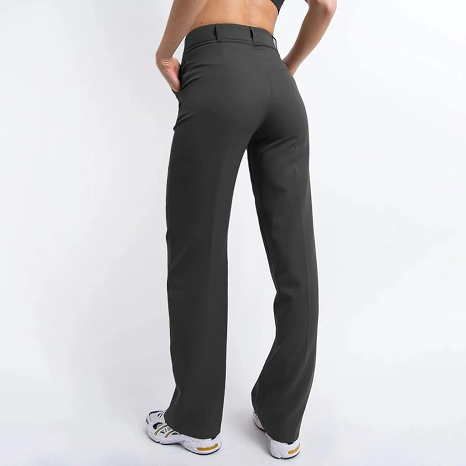 Women's Business Casual Pants Color Pants Fashion Straight-Leg Trousers Slim-Fit with Pockets Flowy Pants