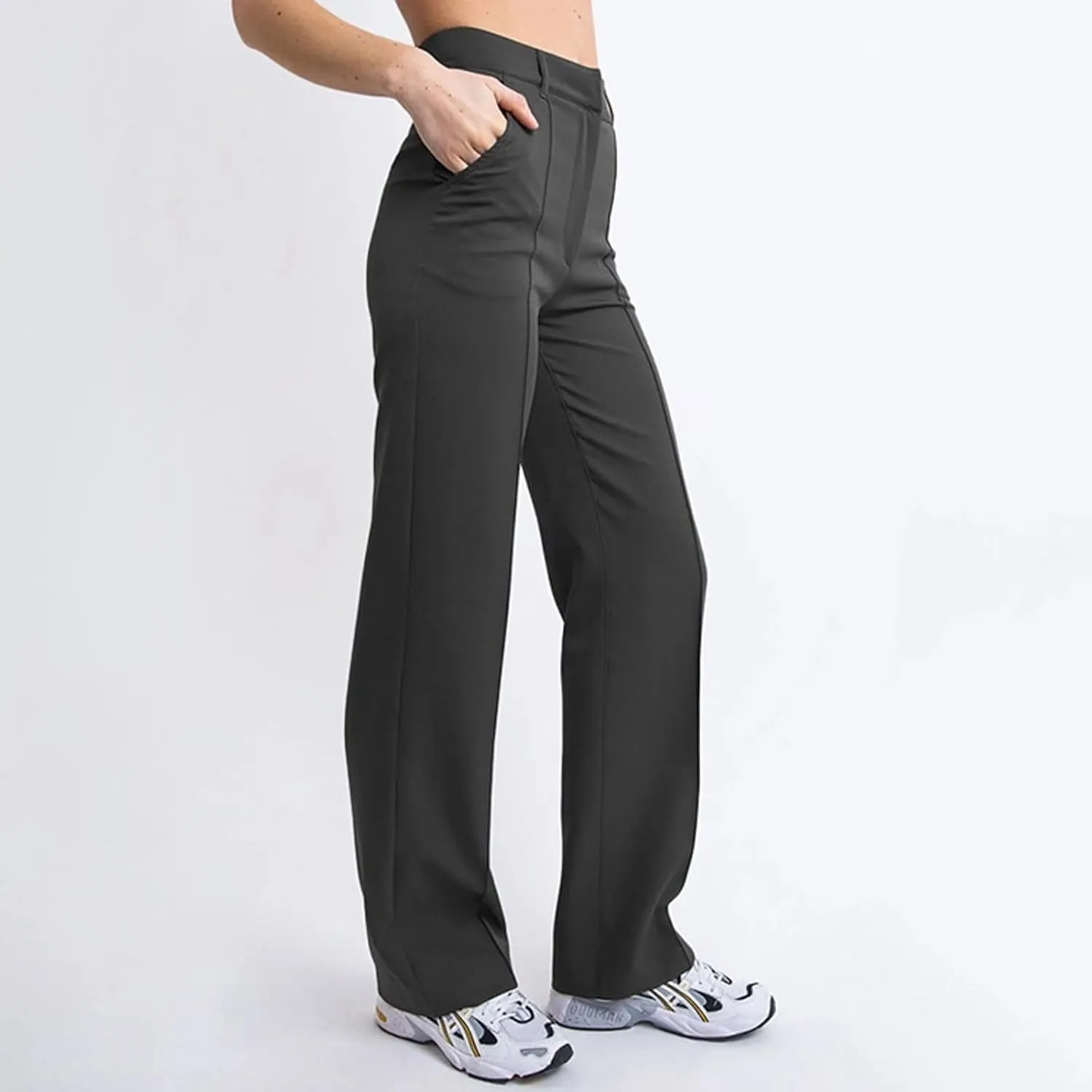 Women's Business Casual Pants Color Pants Fashion Straight-Leg Trousers Slim-Fit with Pockets Flowy Pants