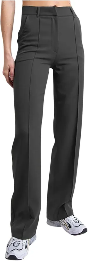 Women's Business Casual Pants Color Pants Fashion Straight-Leg Trousers Slim-Fit with Pockets Flowy Pants