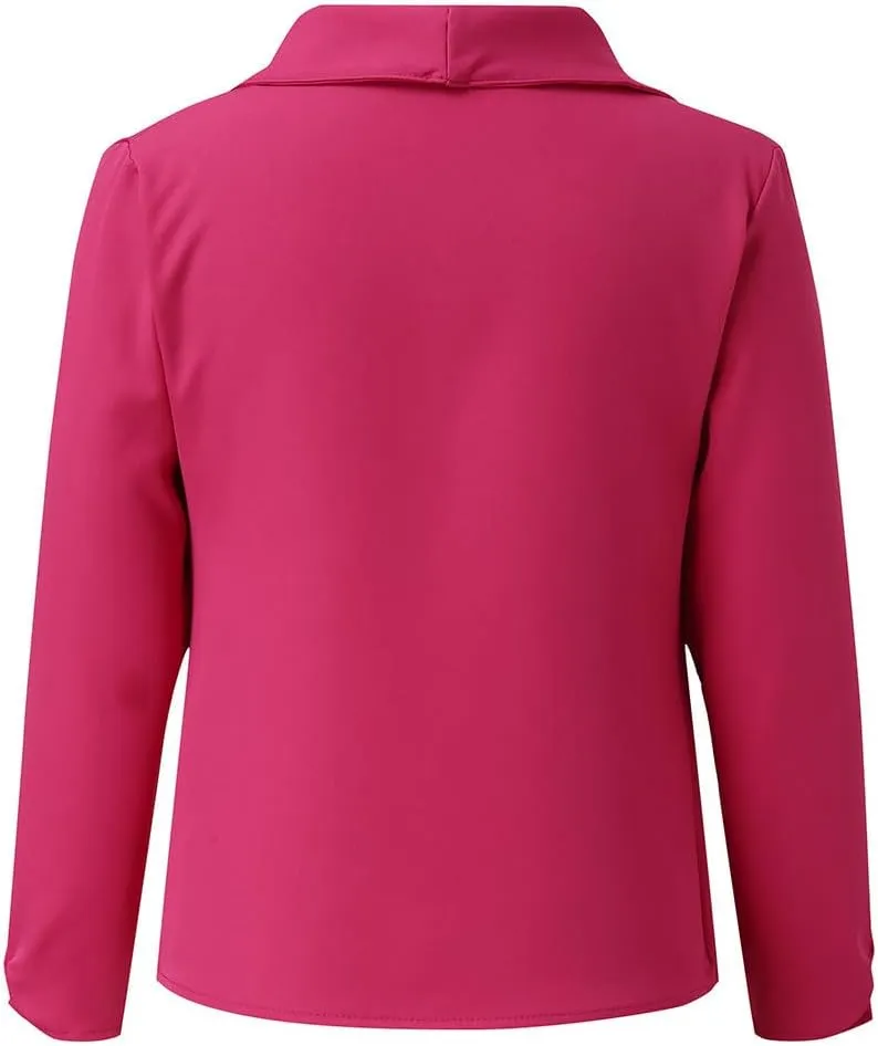 Women's Business Casual Tops Lapel Collar Dressy Work Blazer Jacket Suit 3/4 Sleeve Blazer Tops