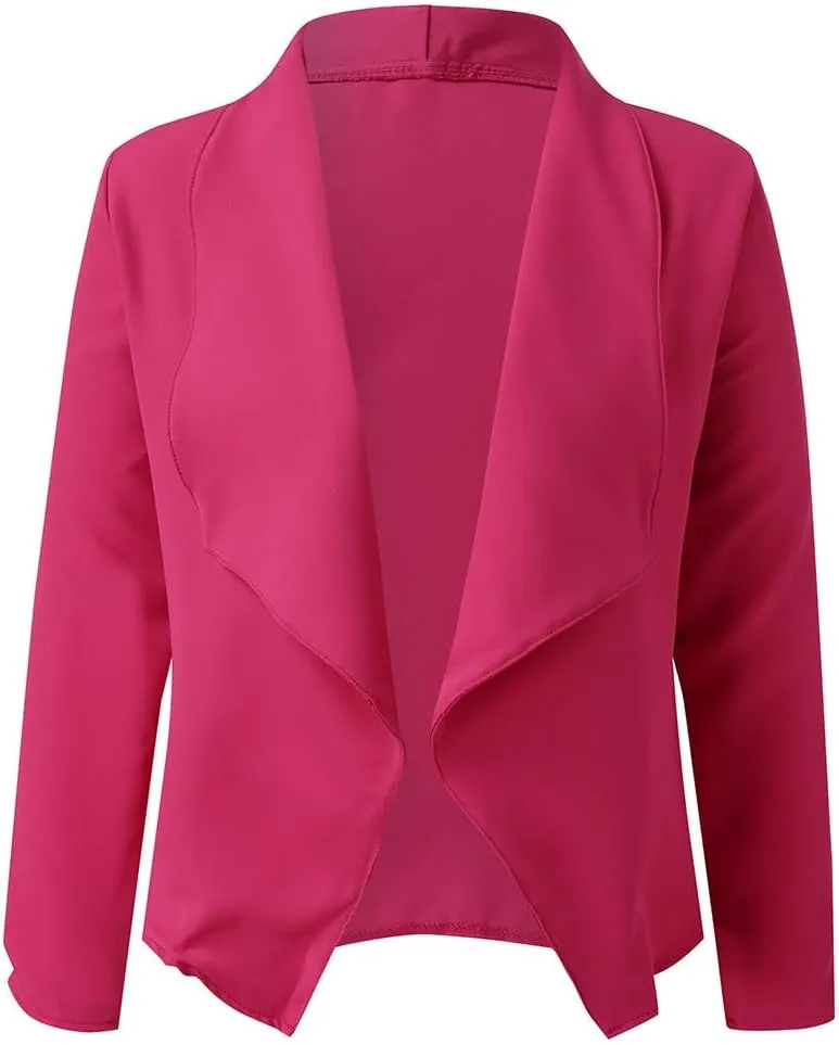 Women's Business Casual Tops Lapel Collar Dressy Work Blazer Jacket Suit 3/4 Sleeve Blazer Tops