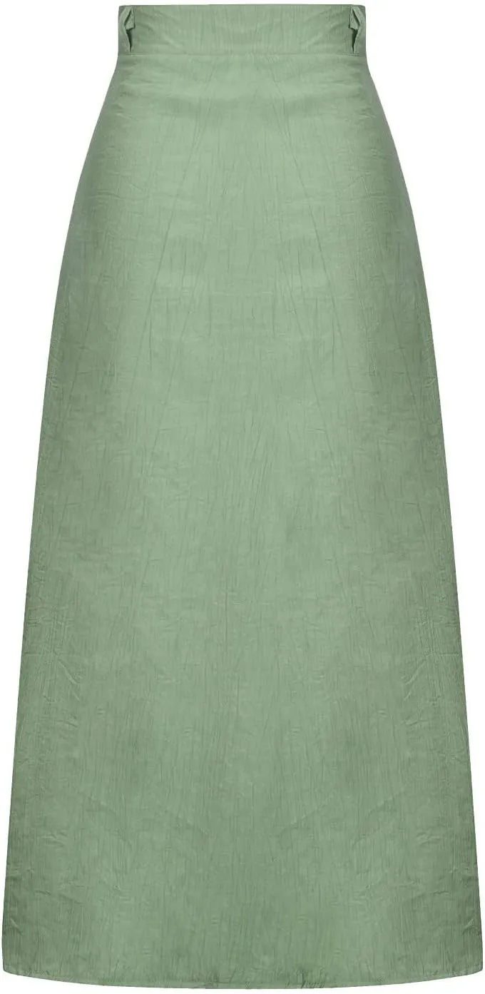 Womens Button Front Flowy Maxi Skirt Cotton Linen A Line Casual Skirts Pleated Solid Split Vacation Beach Long Skirt