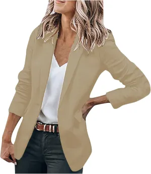 Women's Casual Blazer Casual Lapel Open Front Long Sleeve Work Office Suit Jacket Coat Blazer Dress