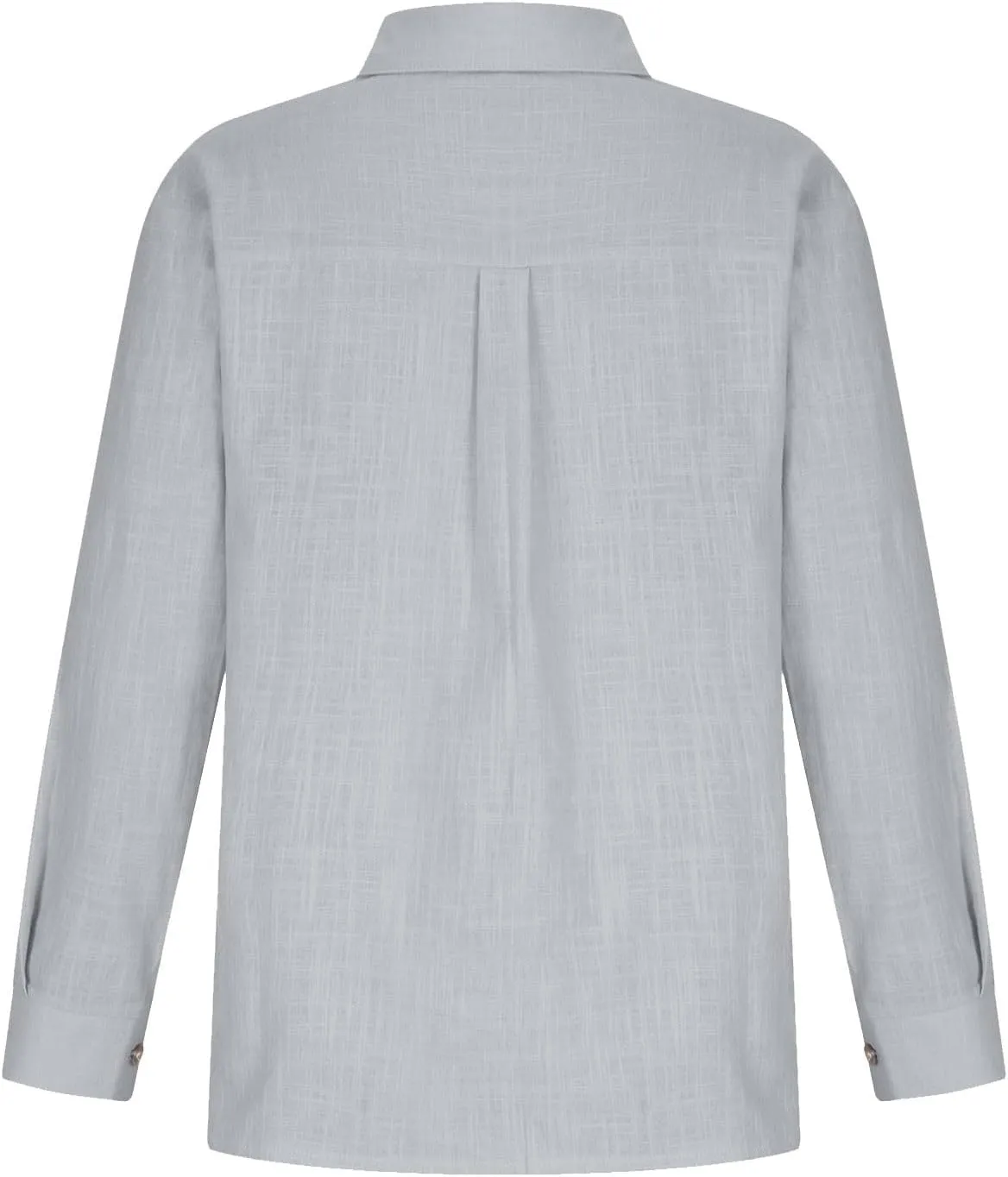 Womens Cotton Linen Button Down Tops 2025 Summer Casual Loose Long Sleeve Lightweight Solid Color Work T Shirts with Pockets