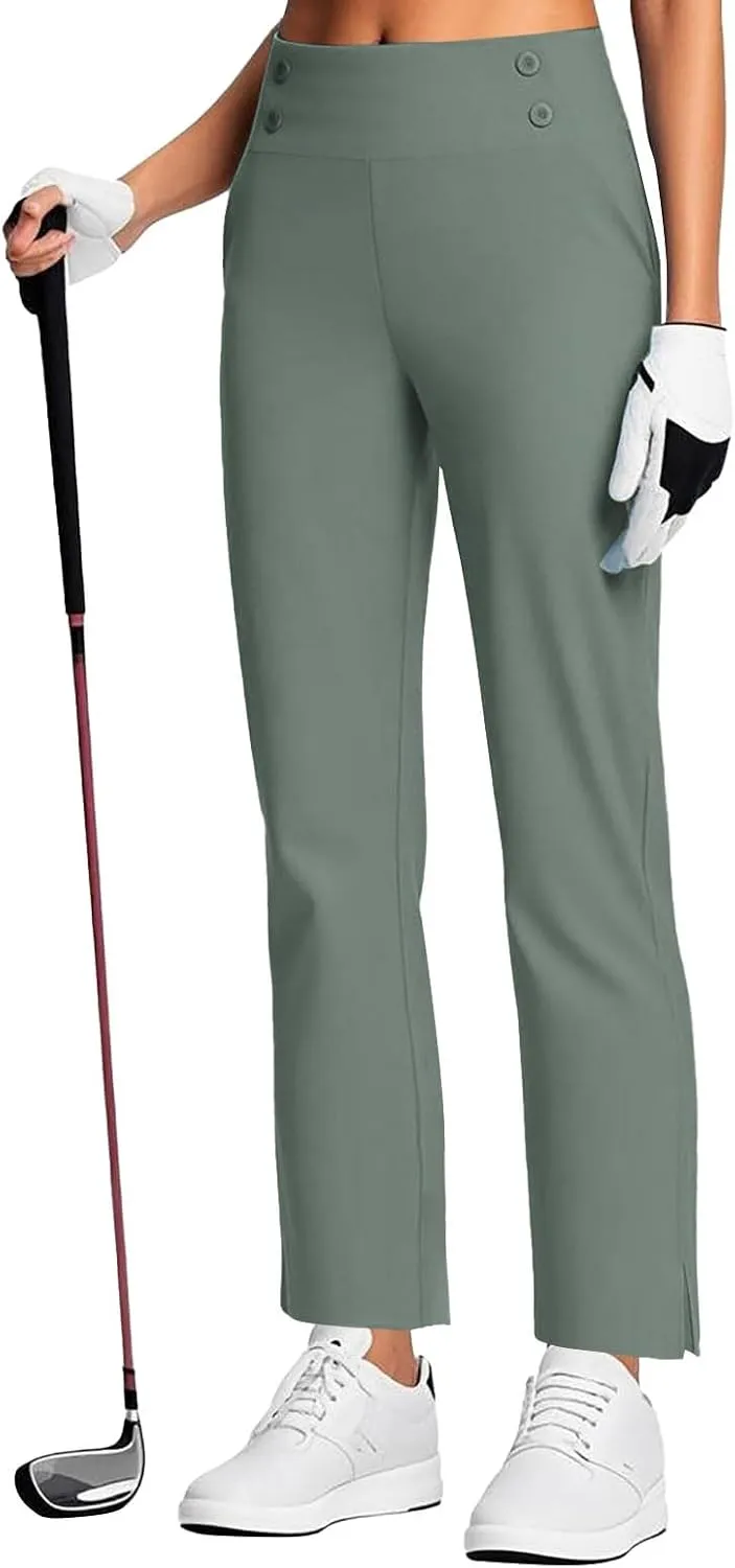 Womens High Waist Bootcut Dress Work Pants with Pockets, Casual Business Trousers Stretchy Office Slacks