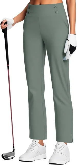Womens High Waist Bootcut Dress Work Pants with Pockets, Casual Business Trousers Stretchy Office Slacks