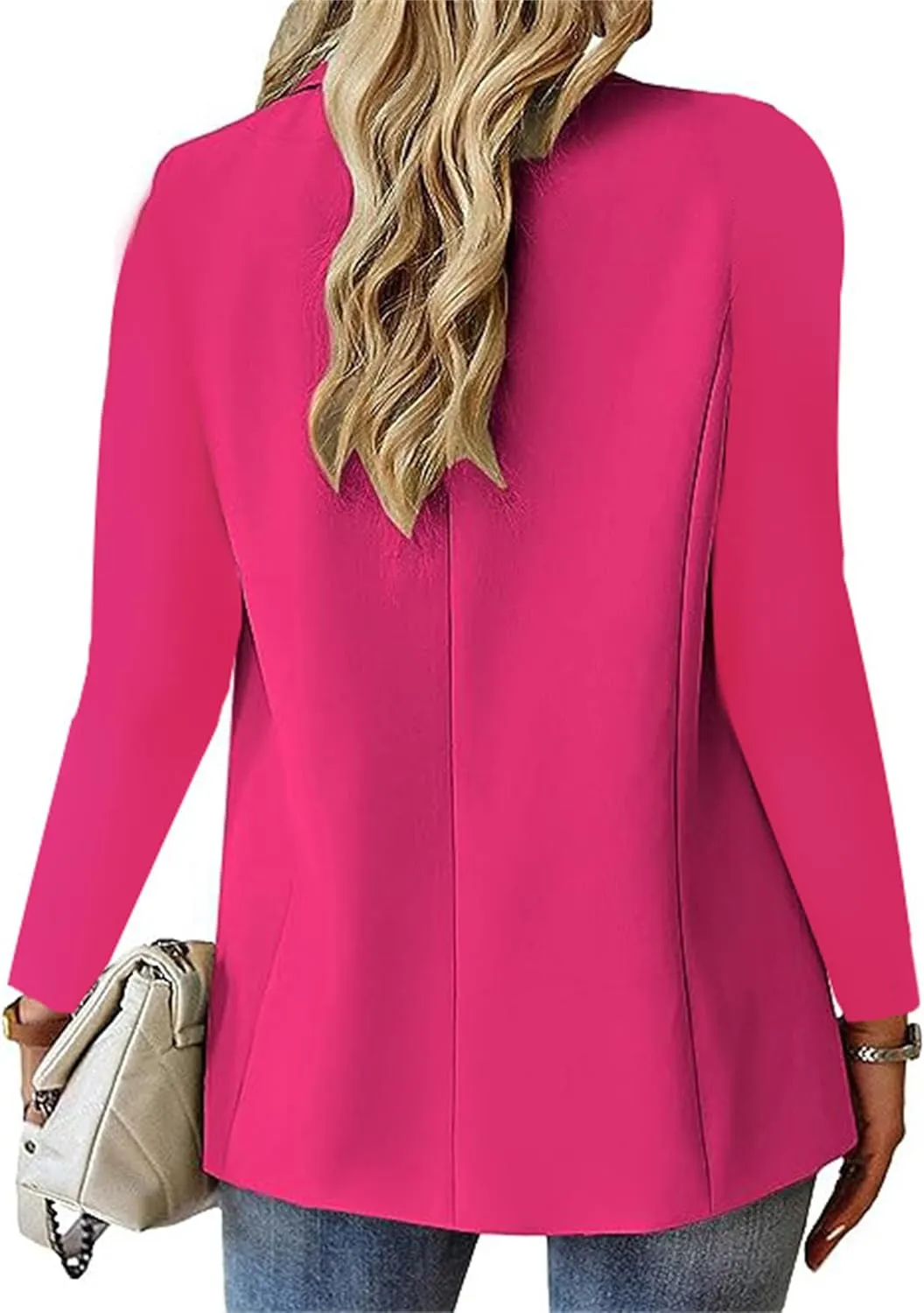 Women's Minimalist Solid Button Lapel Collar Blazer Casual Trendy Blazers with Lined Office Work Clothes