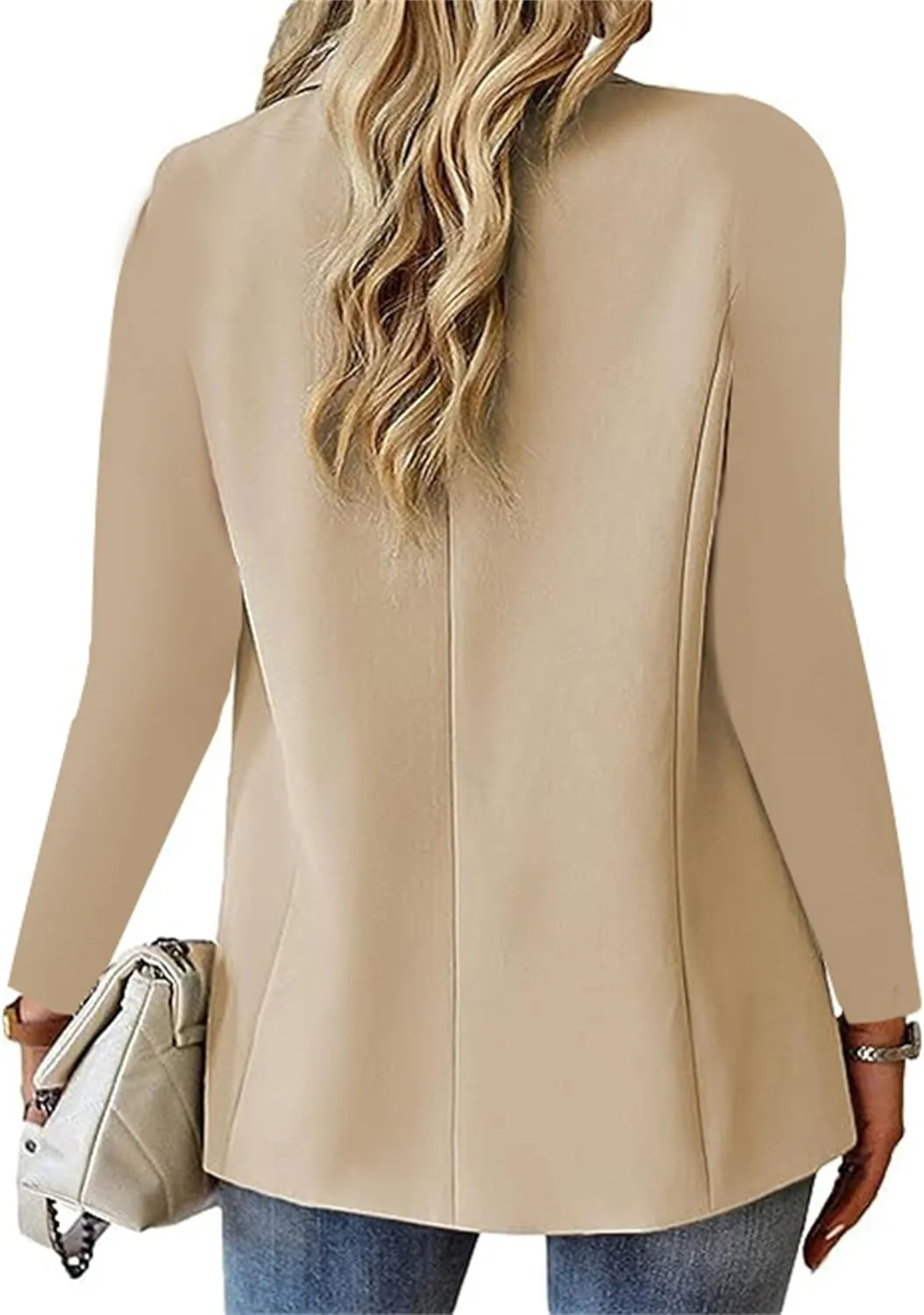 Women's Minimalist Solid Button Lapel Collar Blazer Casual Trendy Blazers with Lined Office Work Clothes