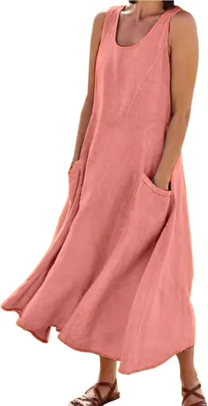 Womens Summer Maxi Dresses 2025 Loose Sleeveless Sundress Spaghetti Strap A-Line Flowy Vacation Maxi Long Dress