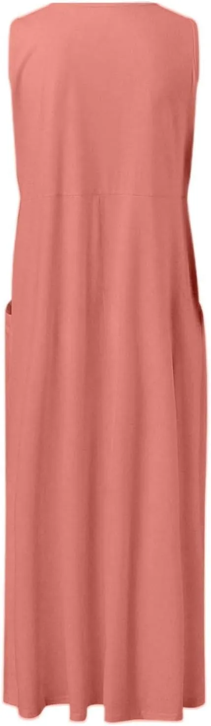 Womens Summer Maxi Dresses 2025 Loose Sleeveless Sundress Spaghetti Strap A-Line Flowy Vacation Maxi Long Dress