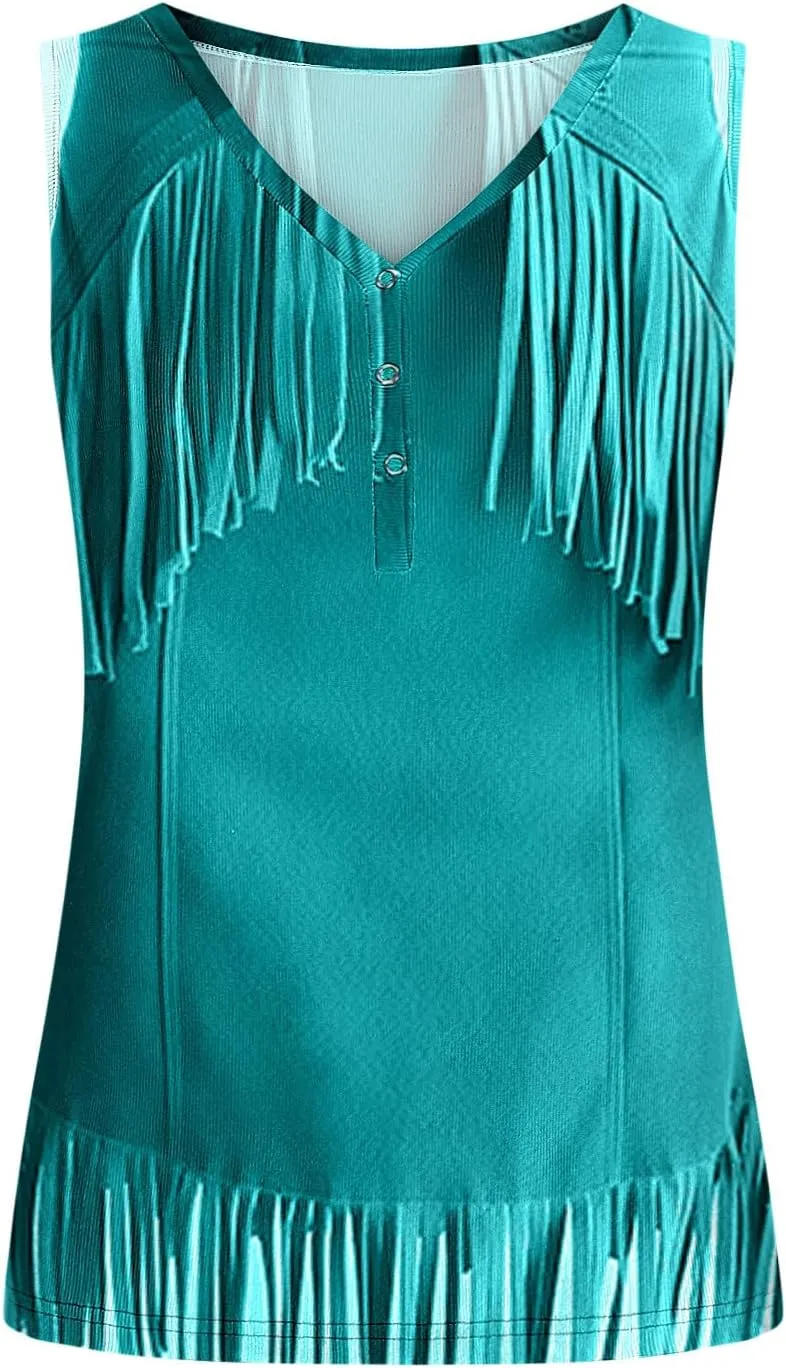 Women's Summer Sleeveless Tops Western Ethnic Style Print Feather Graphic Tank Top Slim Stretchy Workout Shirt Tee