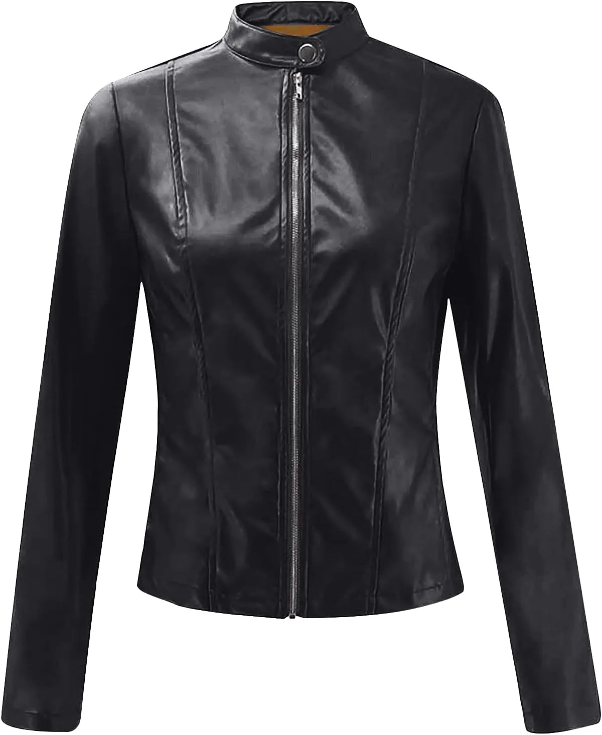 Women's Winter Leather Jackets Faux Motorcycle Moto Biker Coat Short Quilted Lightweight Vegan Pu Outerwear