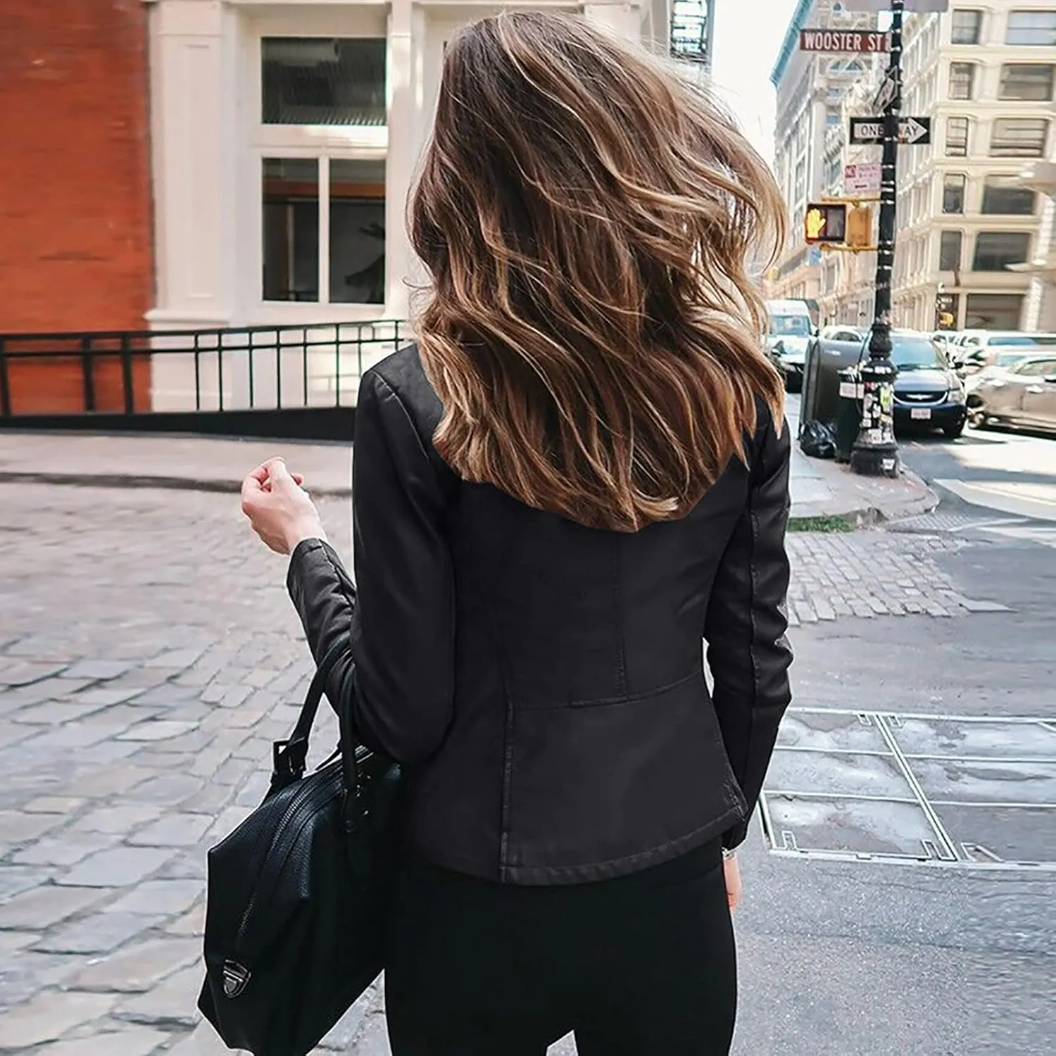 Women's Winter Leather Jackets Faux Motorcycle Moto Biker Coat Short Quilted Lightweight Vegan Pu Outerwear