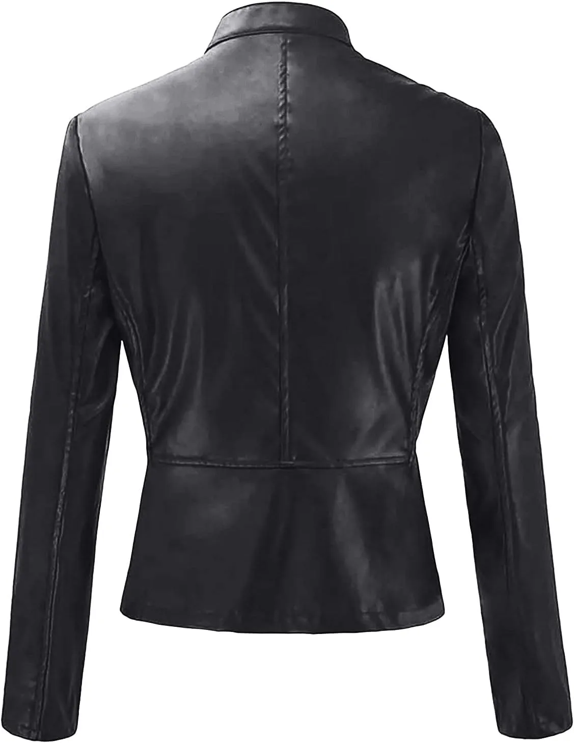 Women's Winter Leather Jackets Faux Motorcycle Moto Biker Coat Short Quilted Lightweight Vegan Pu Outerwear
